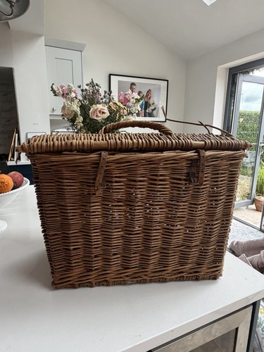 Large antique wicker basket - antique,