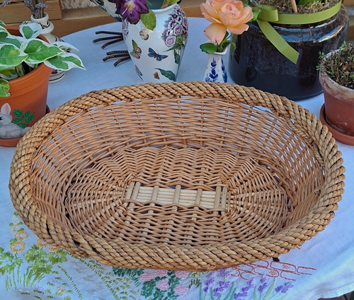 Oval brown wicker basket - oval,
