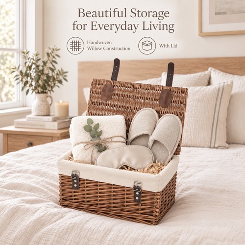 Brown empty wicker gift hamper - empty,