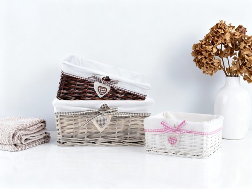 Natural wicker storage basket - natural,