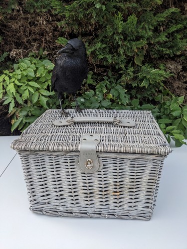 Grey woven wicker hamper - m&s,