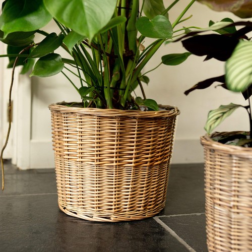 Natural round wicker lined - natural,