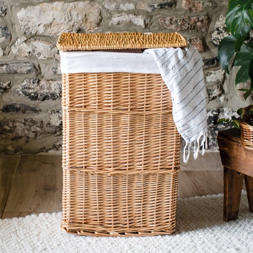 Natural wicker laundry basket - wicker,