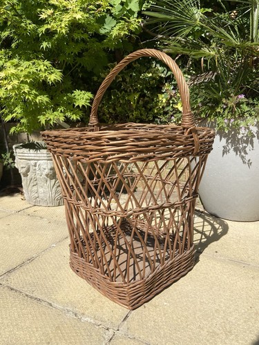 Large woven wicker basket with - woven,