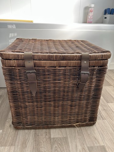 Large brown wicker storage - brown,