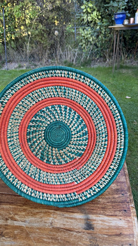 Handwoven round wicker basket - round,