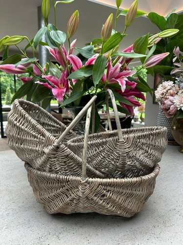 Grey wash trug wicker - trug, shopper