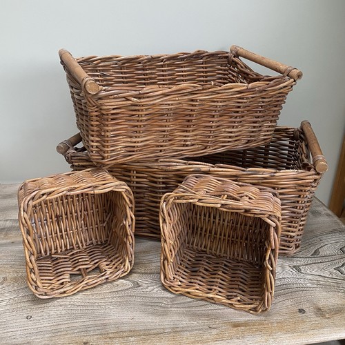 Vintage wicker basket set 4 - wicker, of