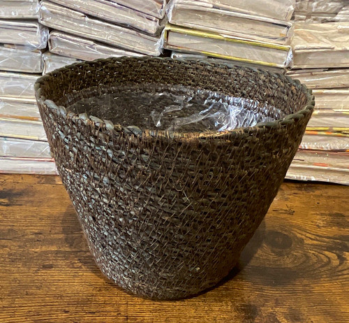 Large round brown wicker lined - brown,