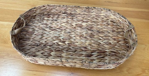 Large oval woven ottoman tray
